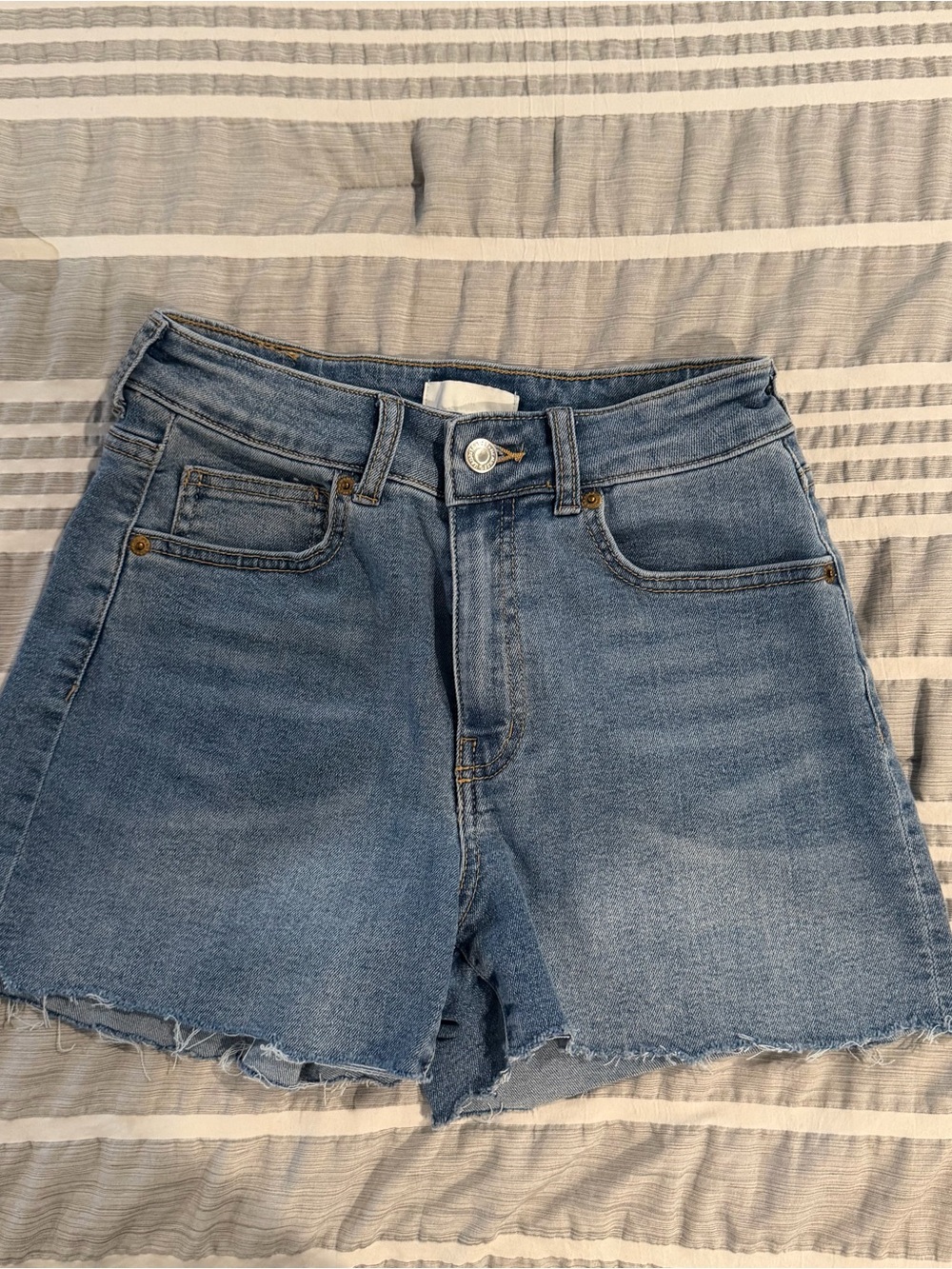 Classic High-Rise Light Blue Denim Shorts
